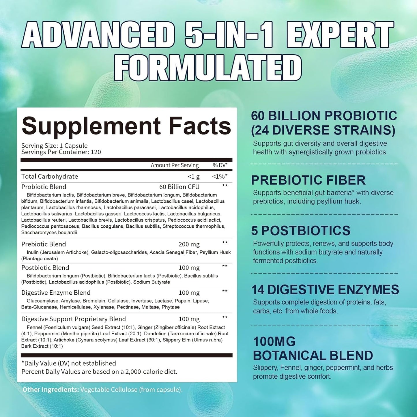 Totaria 5-in-1 60 Billion CFU Probiotic Prebiotic